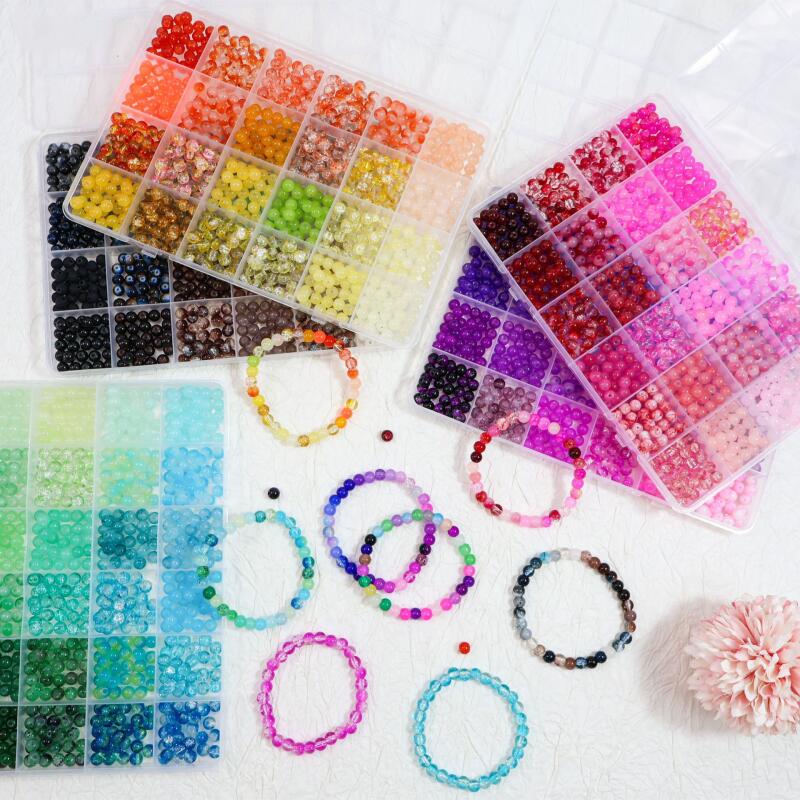 Glass Beads 24Colors 6mm Brace - Jewelry Making Tool Kit ulasan dan harga