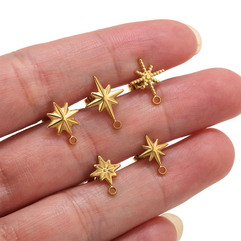 6pcs Stainless Steel Star Earr - Jewelry Making Beginners ulasan dan harga