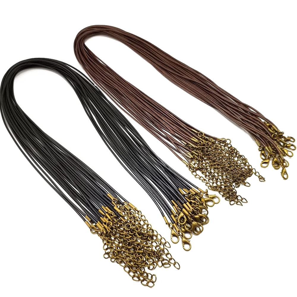 20pcs 45cm Brown Waxed Necklac - Jewelry Making Wax ulasan dan harga
