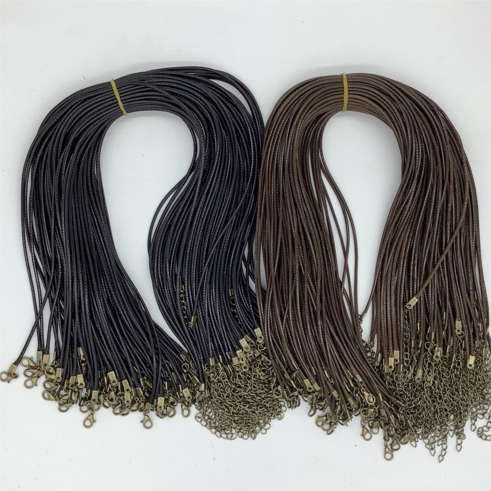 20pcs 45cm Brown Waxed Necklac - Jewelry Making Wax ulasan dan harga