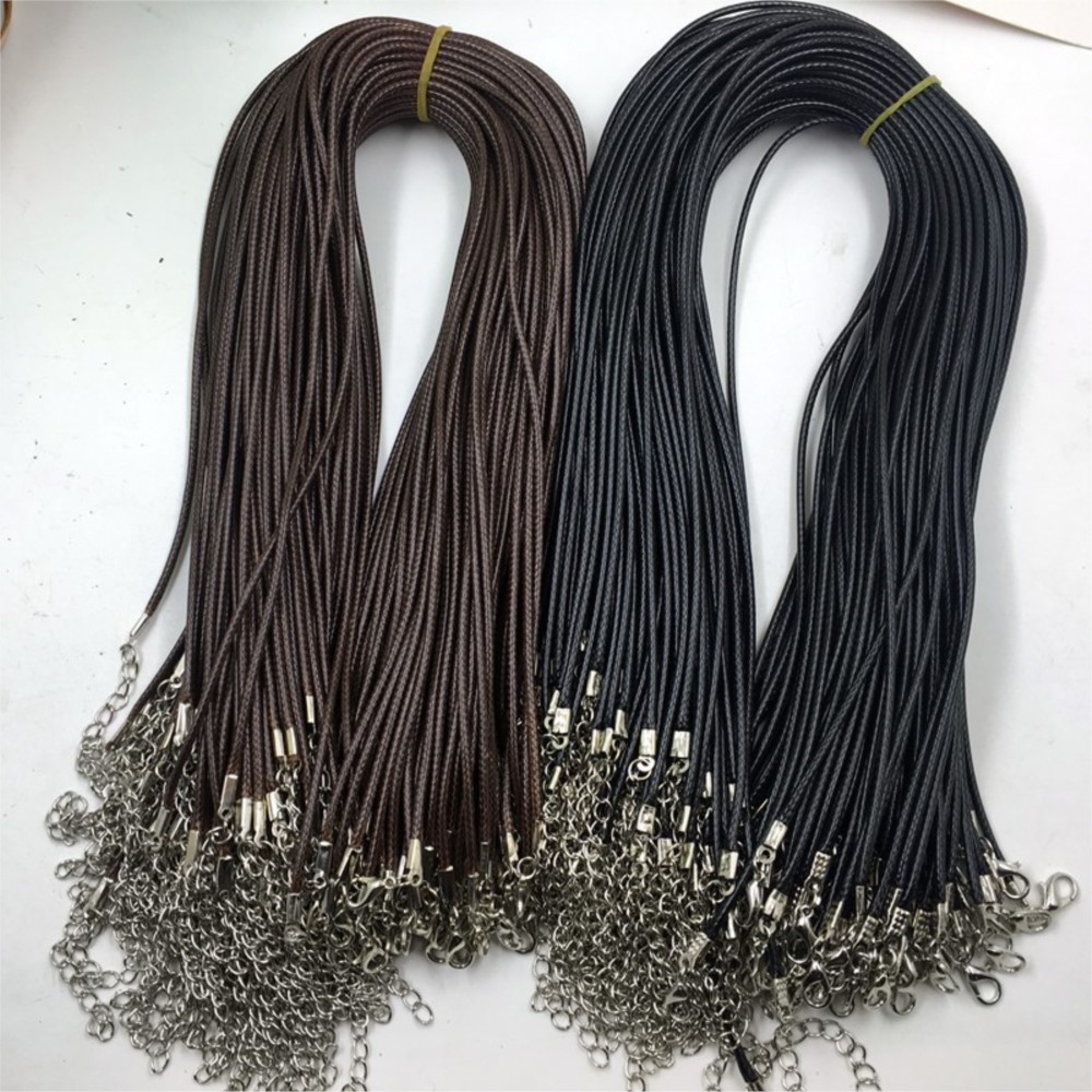 20pcs 45cm Brown Waxed Necklac - Jewelry Making Wax ulasan dan harga