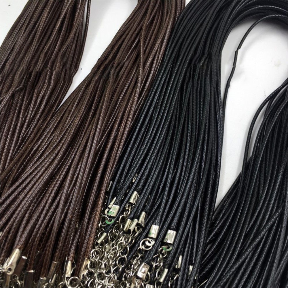 20pcs 45cm Brown Waxed Necklac - Jewelry Making Wax ulasan dan harga