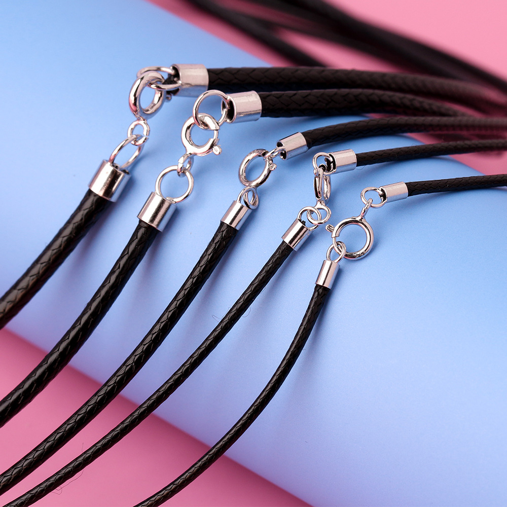 925 Silver Black Braided Leath - Jewelry Making In La ulasan dan harga