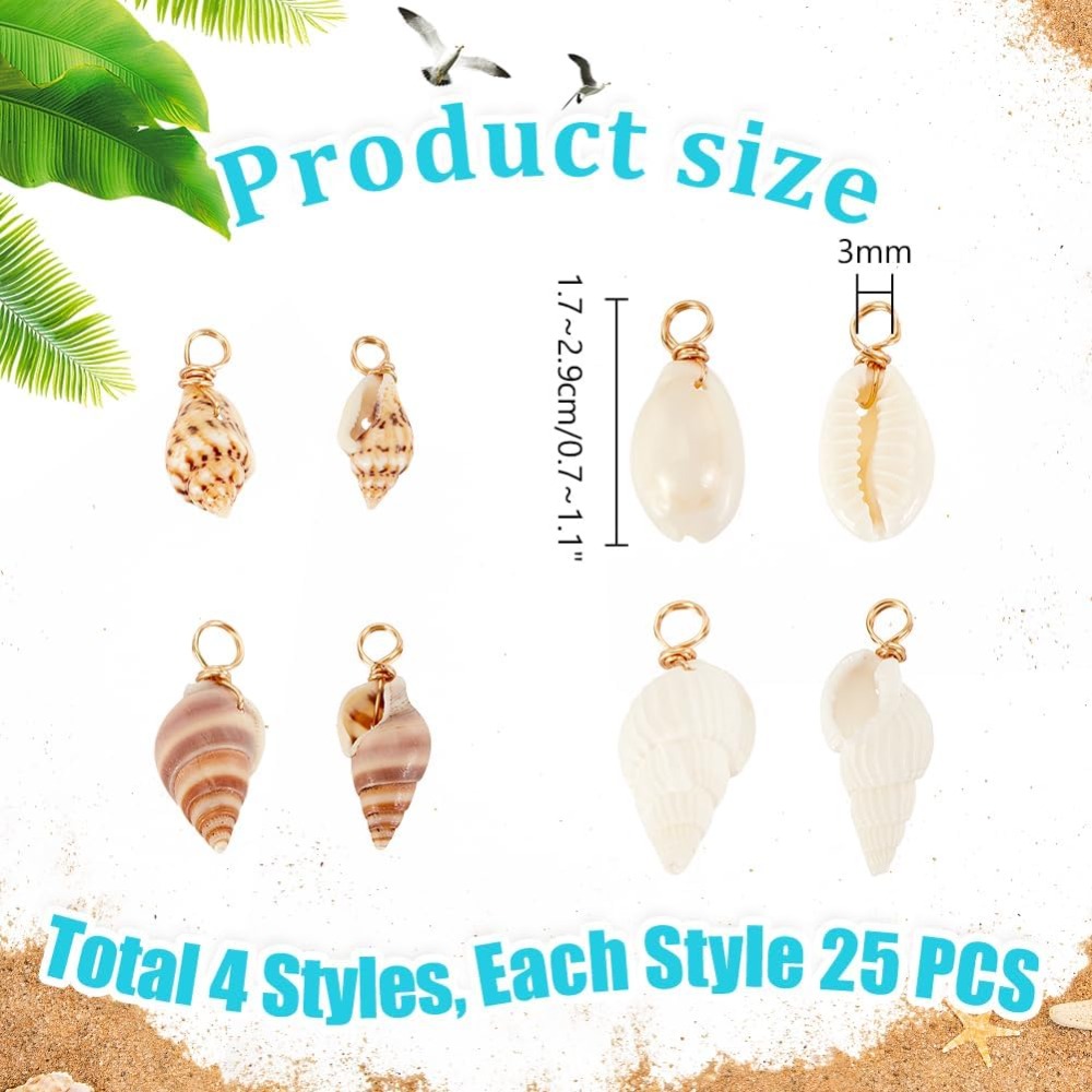 100pcs 4 Styles Natural Shell  - Jewelry Making Online ulasan dan harga