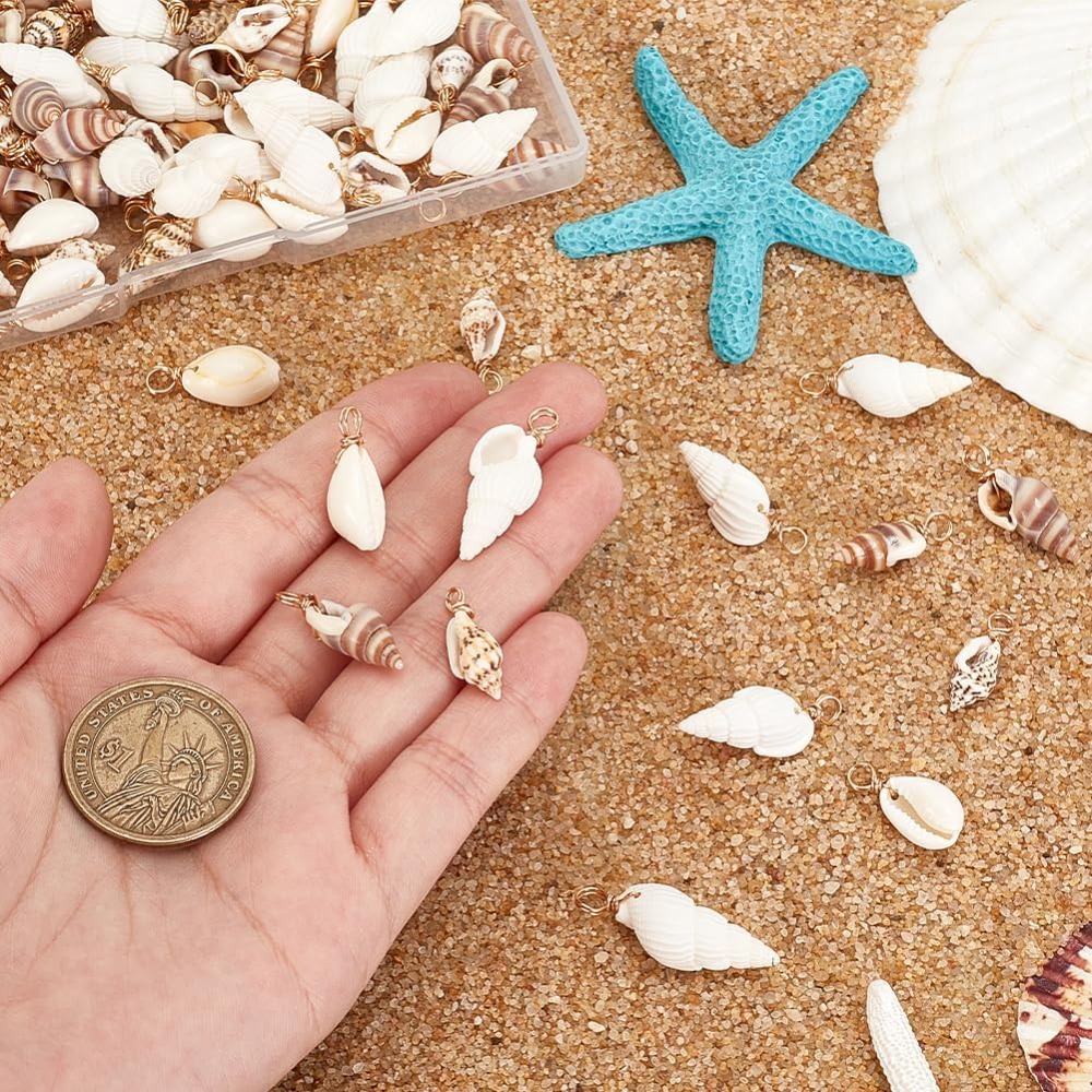 100pcs 4 Styles Natural Shell  - Jewelry Making Online ulasan dan harga