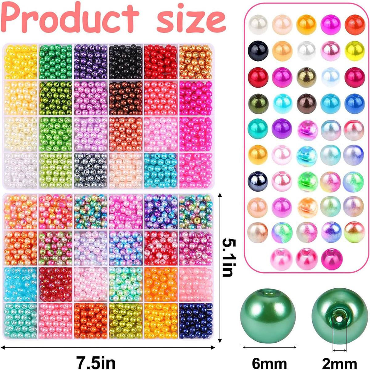 2400PCS 48 Compartments Pearl  - Jewelry Making Online ulasan dan harga